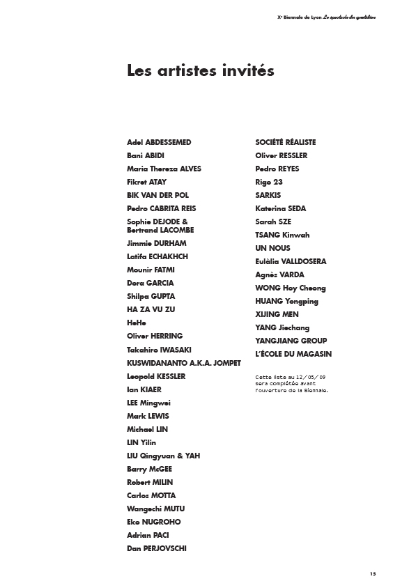 X biennale liste